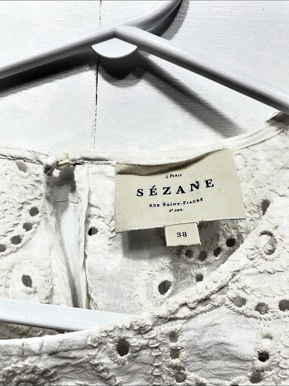 EUC Sézane Eyelet Embroidered Blouse in Off White Size 38 US 6 Medium